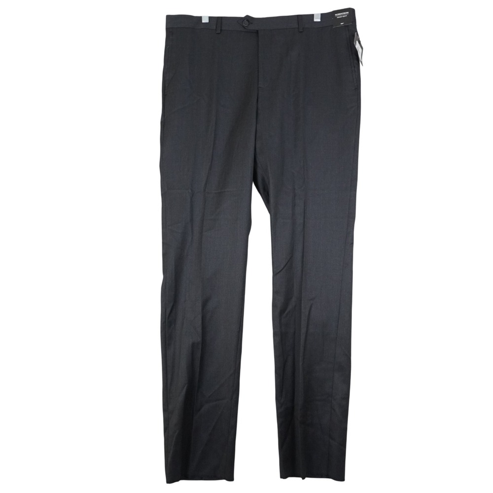 NWT Nordstrom Men's Shop Pants 38R Black 100% Wool Dress Pants Straight Leg